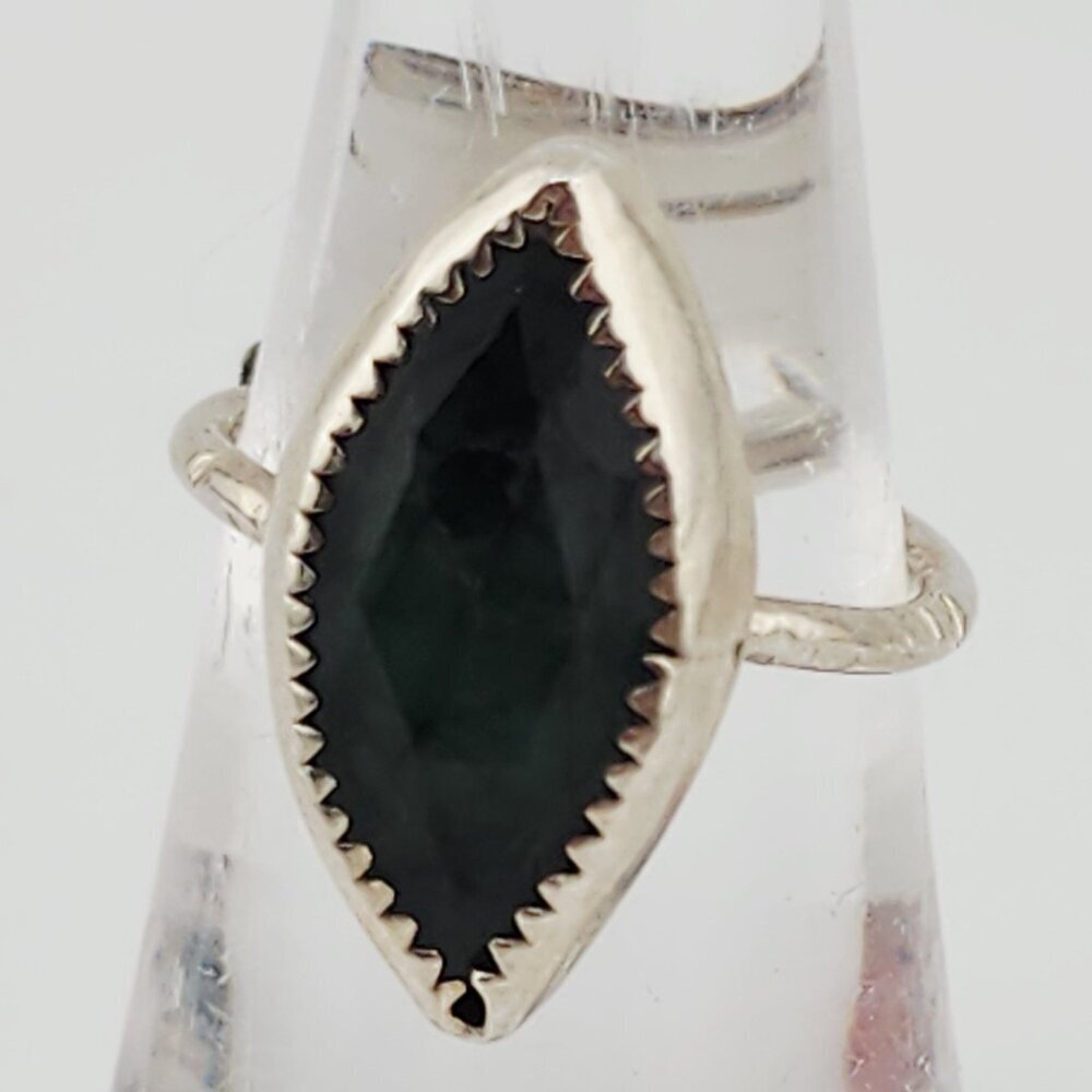 EMERALD HANDMADE RING rose-cut genuine gemstone in sterling silver size 6 - Picture 5 of 6